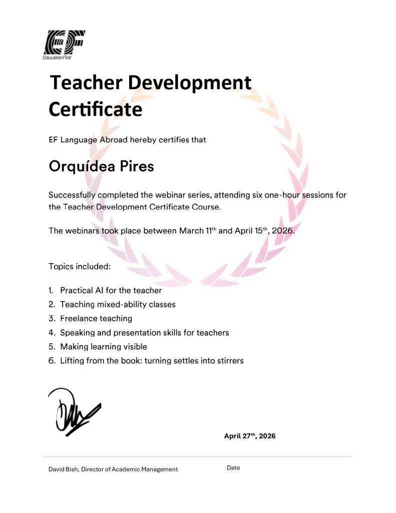 O Meu Caderno de Aprendizagens: Janeiro a Abril de 2026 teacher development certificate spring 2026 page 0001